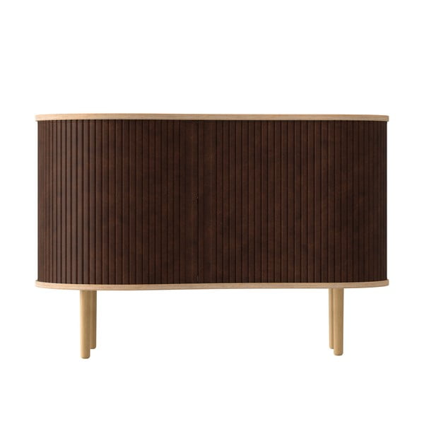 Nízká komoda v dekoru dubu v hnědo-přírodní barvě s posuvnými dveřmi 100x67 cm Audacious – UMAGE-image-3