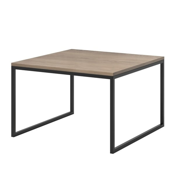Konferenční stolek s deskou z dubového dřeva s černým podnožím MESONICA Eco, 70 x 70 cm