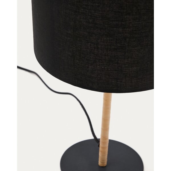 Černá stolní lampa s textilním stínidlem (výška 45 cm) Pina – Kave Home-image-3
