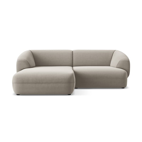 Béžová sametová rohová pohovka (levý roh) Moana – Makamii