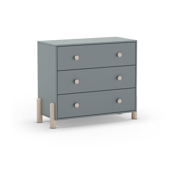 Dětská komoda šedozelená z borovicového dřeva 90x80x40 cm Enola – Marckeric-image-4