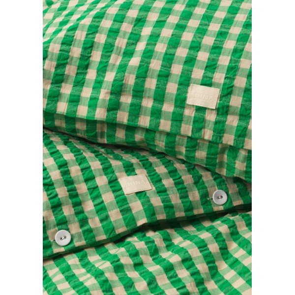 Zeleno-béžové prodloužené krepové povlečení na jednolůžko 140x220 cm Bæk&Bølge – JUNA-image-3