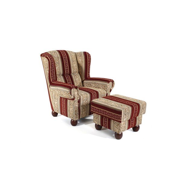 Červené vzorované křeslo ušák Max Winzer Monarch Chenille-image-1