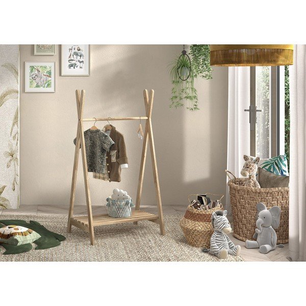 Dětský věšák z dubového dřeva v přírodní barvě 74x132 cm Forrest – Vipack-image-1