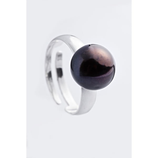 Stříbrný prsten s černou perlou 11 mm