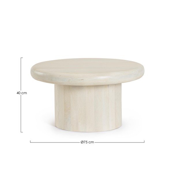 Krémový kulatý konferenční stolek z mangového dřeva ø 75 cm Lopez – Bizzotto-image-4
