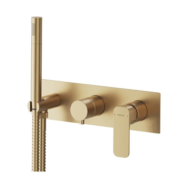 Podomítková sprchová baterie ve zlaté barvě (2 výstupy) Spy – Sapho-image-2