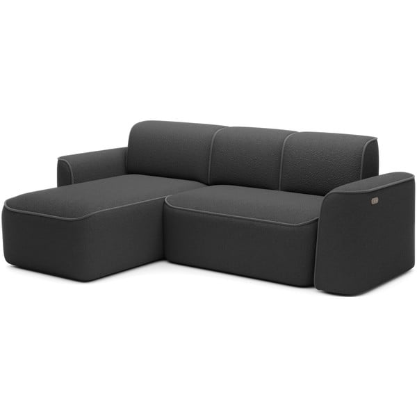 Tmavě šedá rohová pohovka z textilie bouclé (levý roh/s lenoškou) Ume – ELTAP-image-2