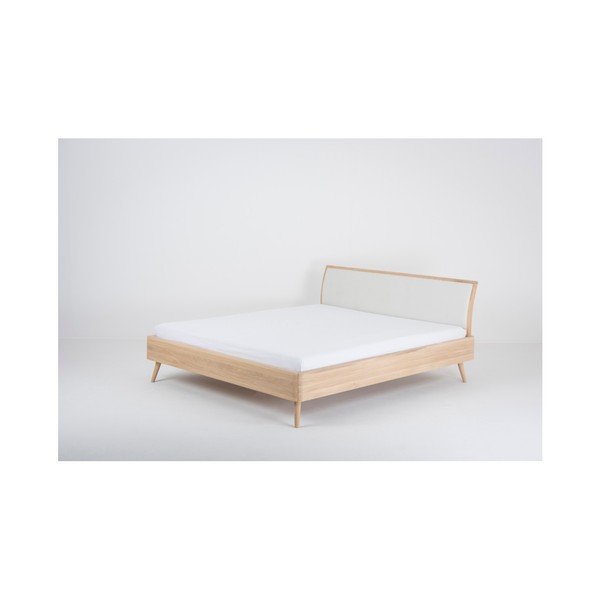 Bílá/přírodní dvoulůžková postel z dubového dřeva 160x200 cm Ena – Gazzda-image-2