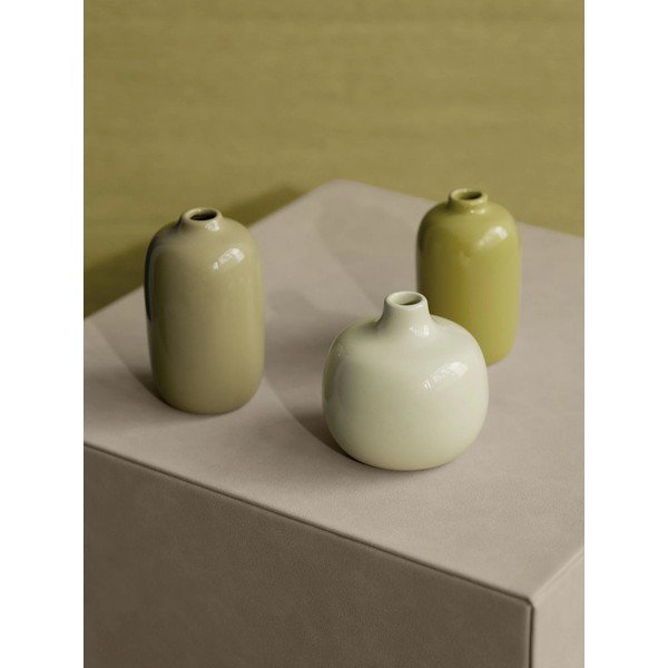 Zelené keramické vázy v sadě 3 ks (výška 9 cm) Ceola – Blomus-image-1
