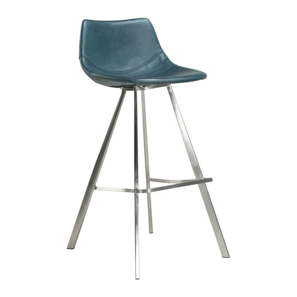Modrá barová židle s ocelovým podnožím DAN–FORM Pitch