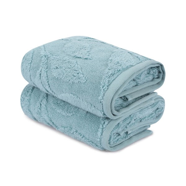 Tyrkysové bavlněné ručníky v sadě 2 ks 50x90 cm Estela – Foutastic