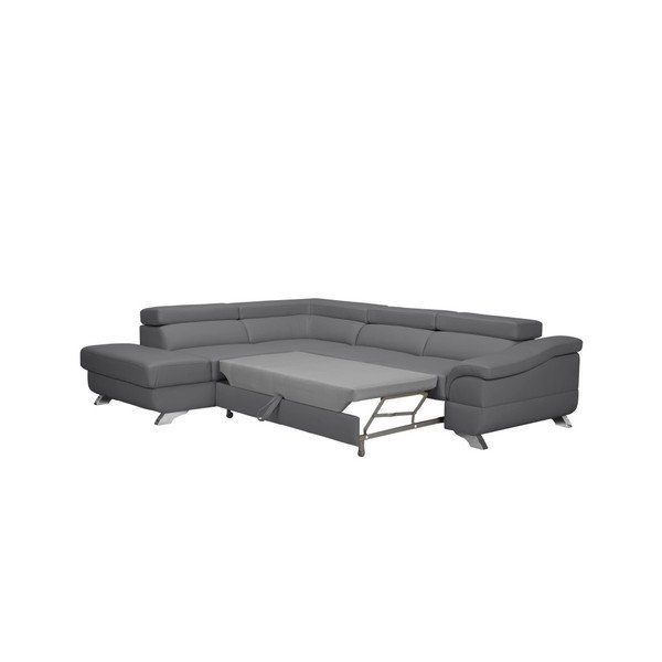 Šedá rozkládací pohovka s úložným prostorem Windsor & Co Sofas Gamma, levá strana-image-2