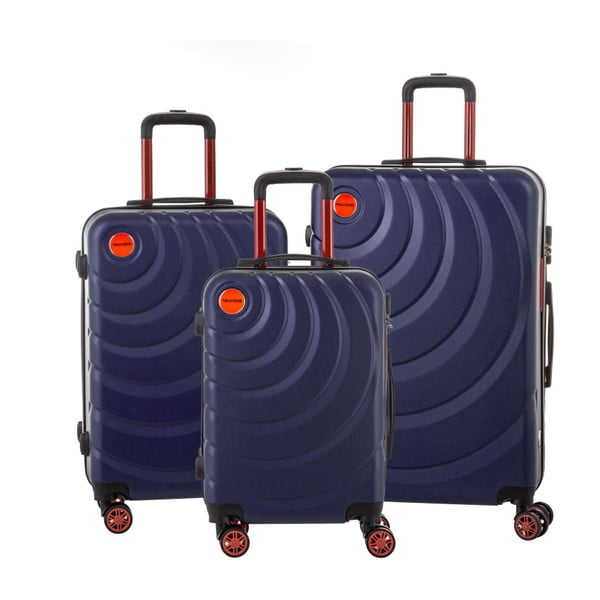 Sada 3 tmavě modrých cestovních kufrů Murano Manhattan