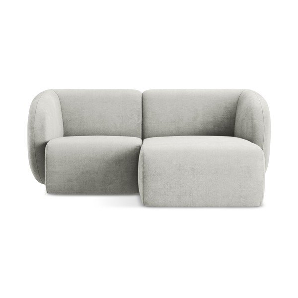 Světle šedá žinylková rohová pohovka (pravý roh/s lenoškou) Lani – Makamii