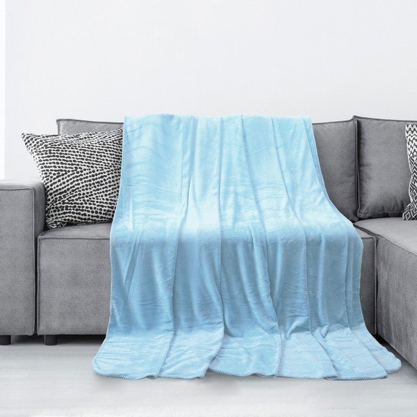 Světle modrá deka z mikrovlákna AmeliaHome Tyler, 70 x 150 cm-image-1