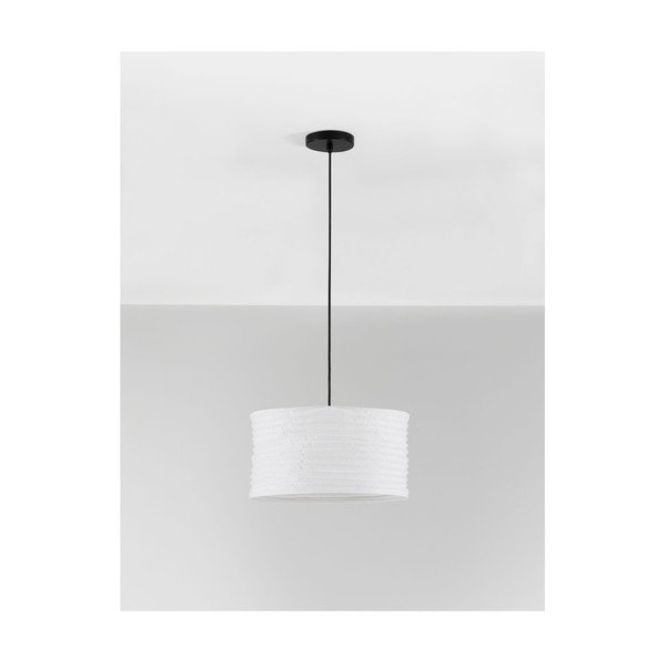Bílé lněné závěsné svítidlo ø 38 cm Linnet – Nova Luce-image-3