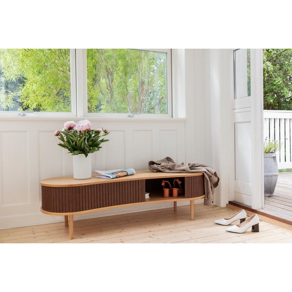 TV stolek v dekoru dubu v šedo-přírodní barvě 140x40 cm Audacious – UMAGE-image-1