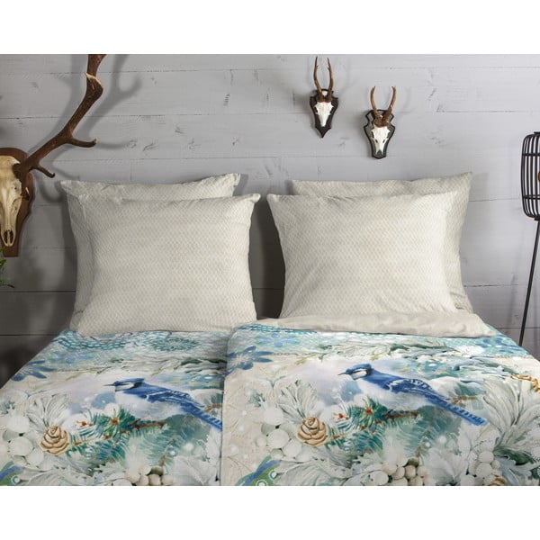 Béžovo-tyrkysové flanelové povlečení na jednolůžko 140x200 cm – HIP-image-2