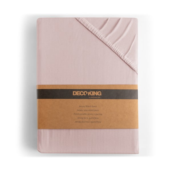 Světle růžové napínací prostěradlo jersey 180x200 cm Amber – Restilo-image-4