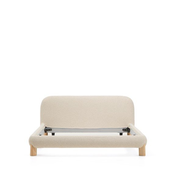 Béžová čalouněná dvoulůžková postel bez roštu 160x200 cm Odina – Kave Home-image-3