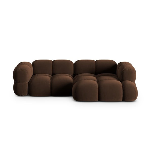 Tmavě hnědá sametová rohová pohovka (pravý roh/s lenoškou) Loretto – Cosmopolitan Design