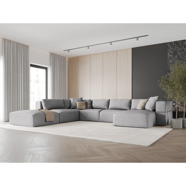 Světle šedá rohová pohovka do "U", levý roh Esther – Milo Casa-image-1