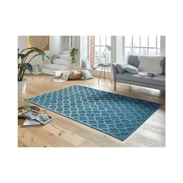 Modrý koberec z viskózy Mint Rugs Bryon, 80 x 125 cm-image-1