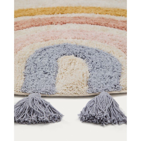 Slonovinový pratelný/ručně tkaný bavlněný dětský koberec ø100 cm Tadea – Kave Home-image-2