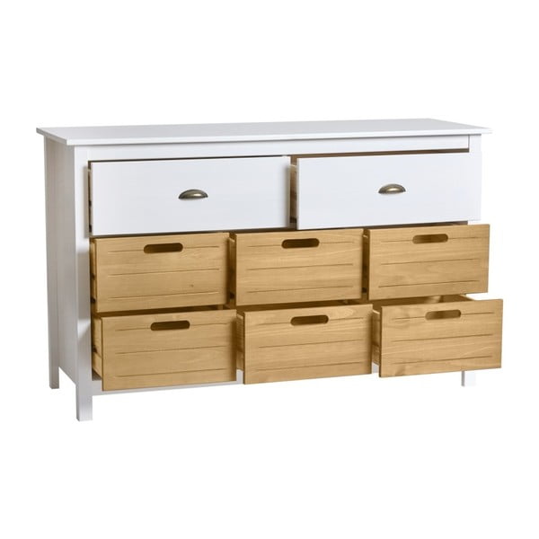Bílá komoda z masivního borovicového dřeva s 8 zásuvkami Marckeric Ibiza-image-2