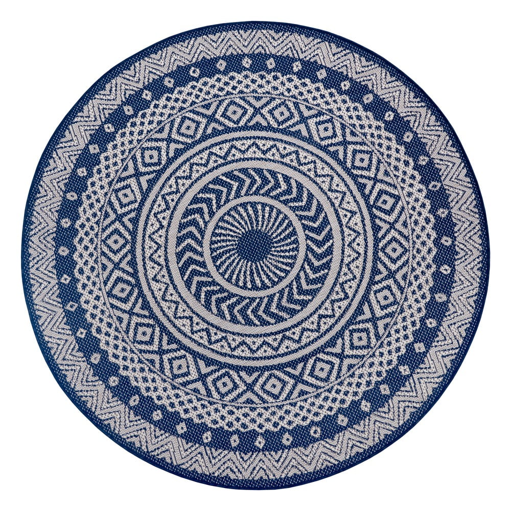 Modro-šedý venkovní koberec Ragami Round, ø 120 cm