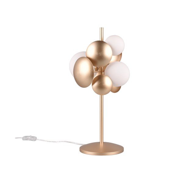 Stolní lampa se skleněným stínidlem ve zlato-bílé barvě (výška 50 cm) Bubble – Trio Select