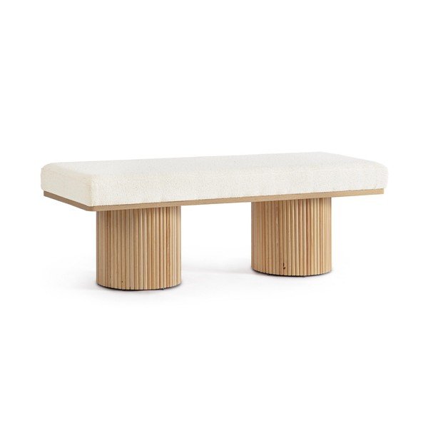 Krémová polstrovaná lavice z textilie bouclé Floriana – Bizzotto-image-2