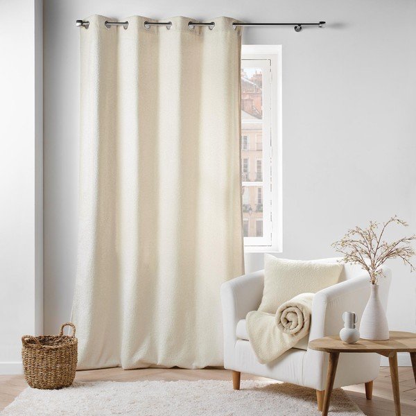 Krémový závěs z materiálu bouclé 140x240 cm Wooly – douceur d'intérieur-image-3