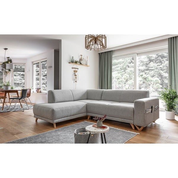 Světle šedá rozkládací/s úložným prostorem rohová pohovka (levý roh/do L) Classy Sophie – Miuform-image-3