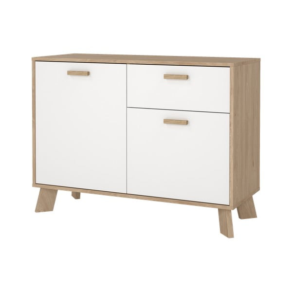 Bílá/v přírodní barvě komoda v dekoru dubu 99x73x39 cm Ikast – Tvilum-image-2