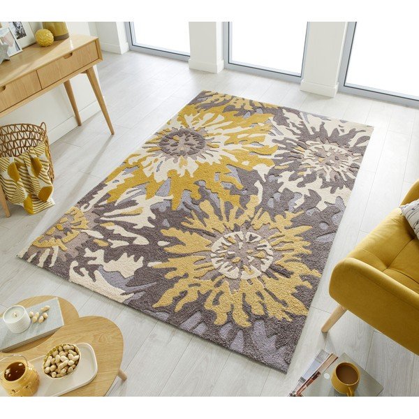 Šedo-žlutý koberec Flair Rugs Soft Floral, 160 x 230 cm-image-4