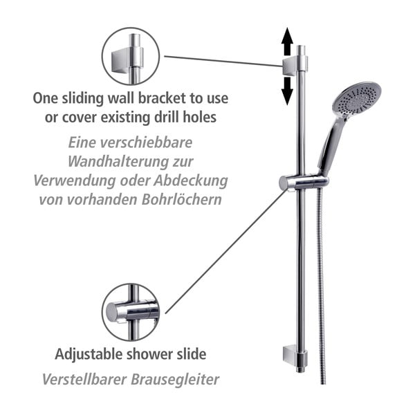 Sprchový set z nerezové oceli v leskle stříbrné barvě 66 cm Young – Wenko-image-2