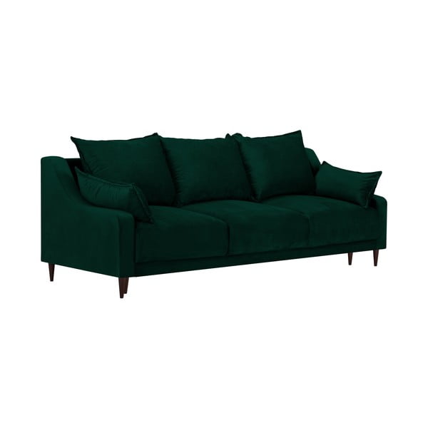 Tmavě zelená sametová rozkládací pohovka s úložným prostorem Mazzini Sofas Freesia, 215 cm-image-2