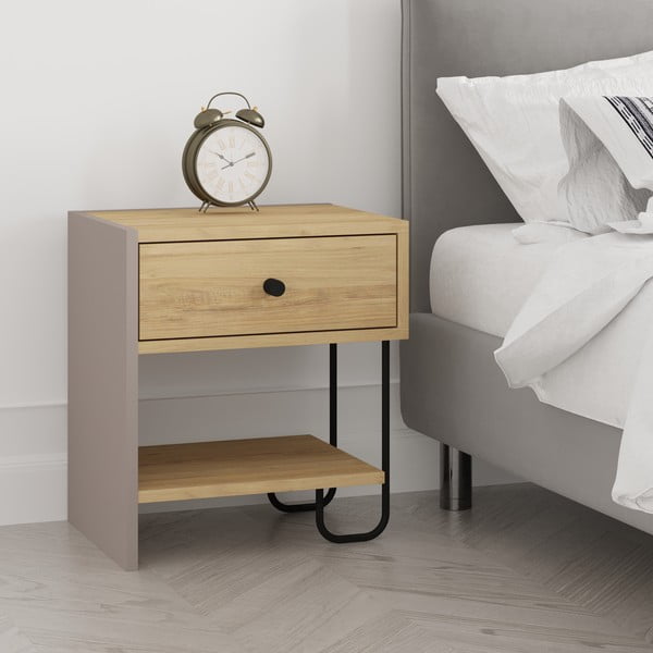 Noční stolek v dekoru dubu s poličkami Saturne – Marckeric-image-4