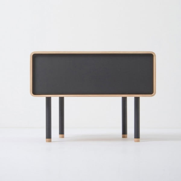 Noční stolek z dubového dřeva s černou zásuvkou Gazzda Fina-image-3