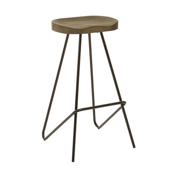 Černá/v přírodní barvě barová stolička z jilmového dřeva (výška sedáku 78 cm) District – Premier Housewares