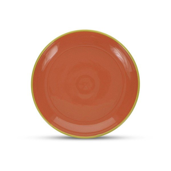 Zelený/oranžový dezertní  talíř z kameniny ø 18 cm Duo – ONA