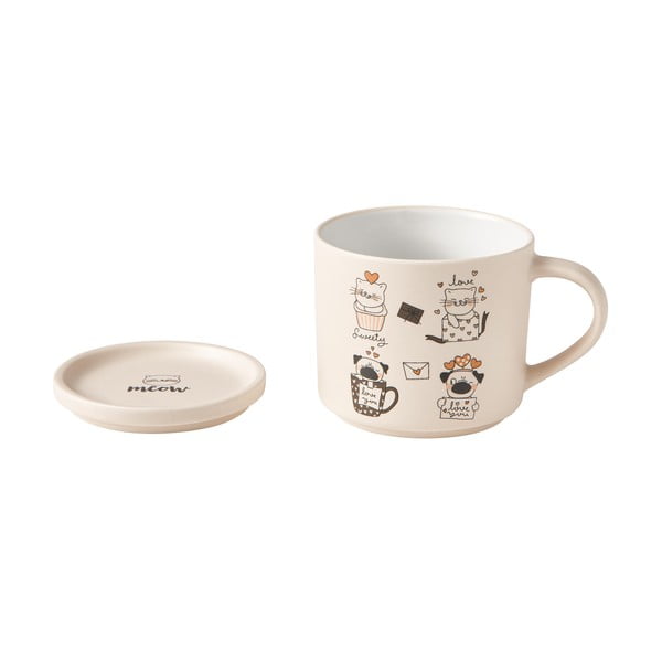 Oranžovo-béžové porcelánové hrnky v sadě 2 ks 350 ml Cats – Brandani-image-1