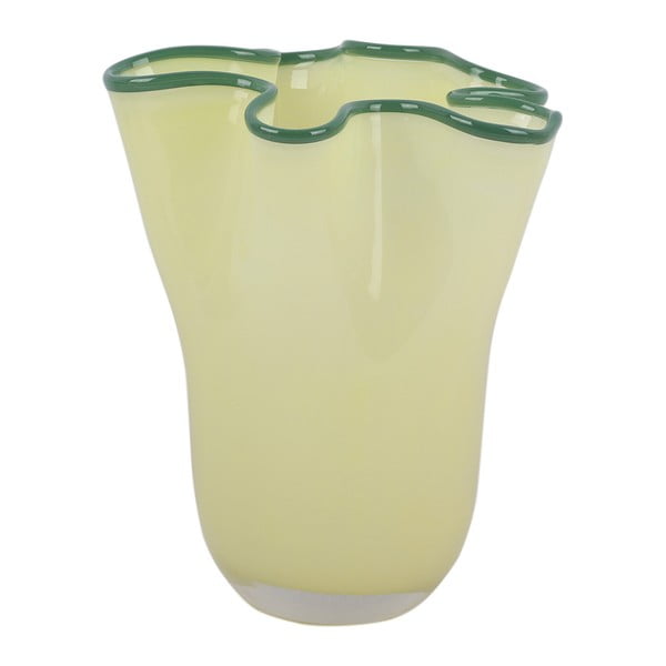 Žlutá skleněná ručně vyrobená váza (výška 22 cm) Ruffles – PT LIVING