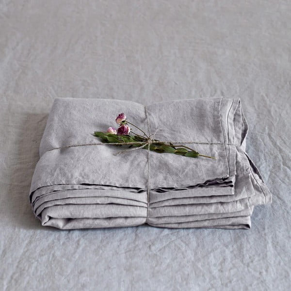 Světle šedé lněné prostěradlo 230x270 cm Light Grey – Linen Tales