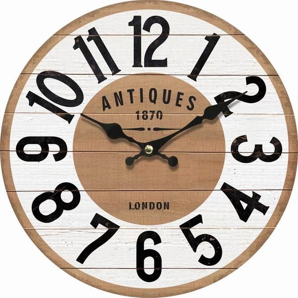 Dřevěné nástěnné hodiny Dakls Vintage, ø 34 cm