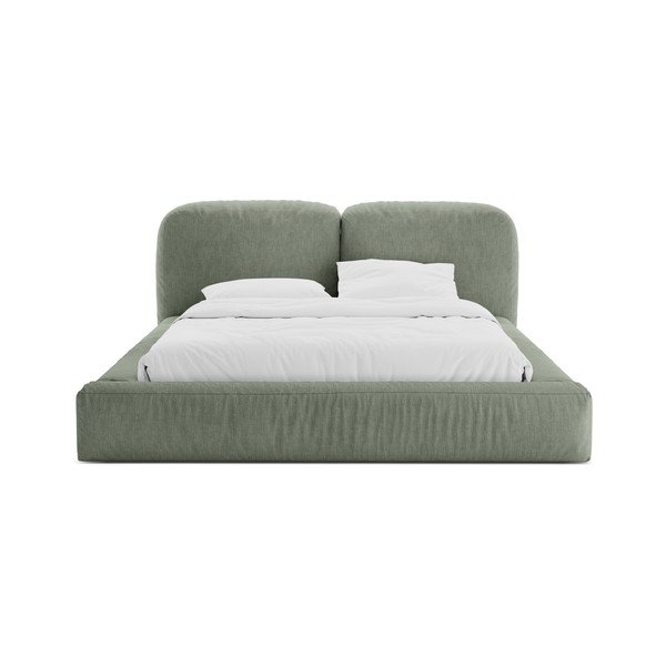 Zelená čalouněná dvoulůžková postel s úložným prostorem s roštem 160x200 cm Martina – Micadoni -image-4