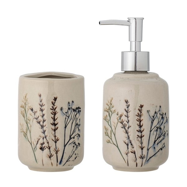 Krémová kameninová sada doplňků do koupelny Bea – Bloomingville
