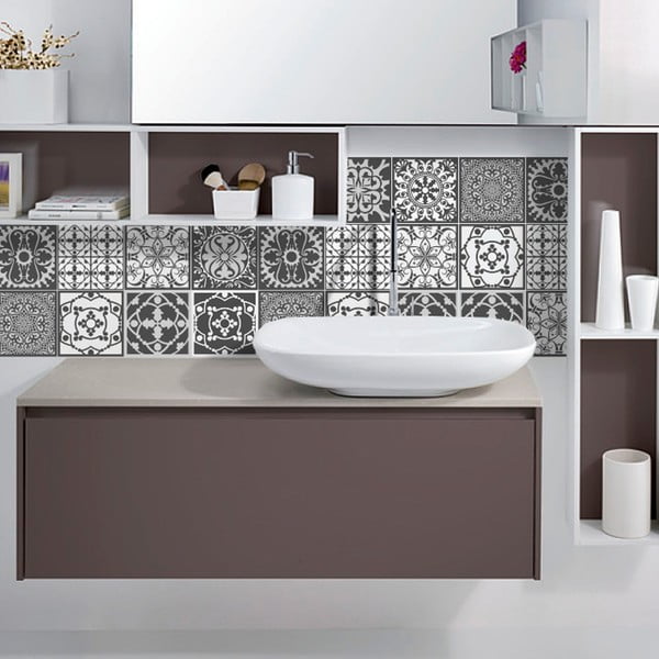 Sada 16 dekorativních samolepek na stěnu Ambiance Noir, 15 x 15 cm-image-1